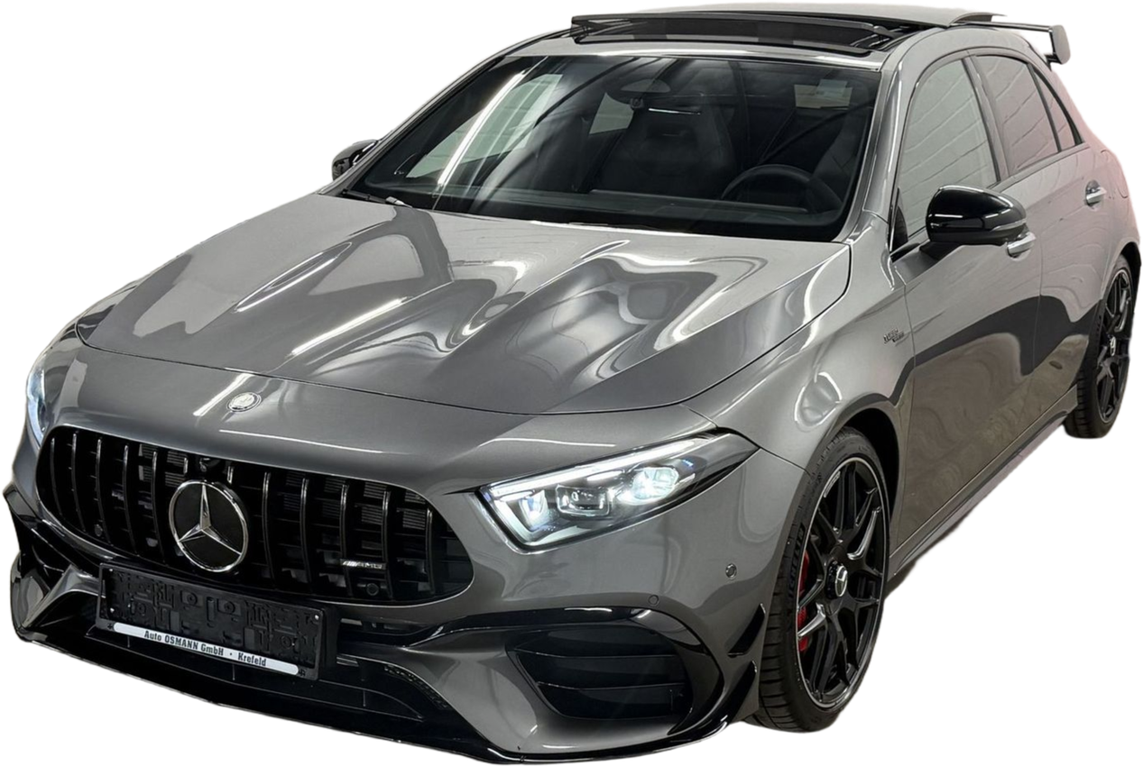 Mercedes A45 S AMG scontornata per noleggio breve termine